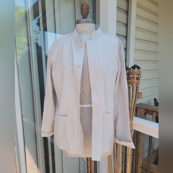 Eileen Fisher Hemp stretch stand collard jacket size M oversized - Picture 2 of 11